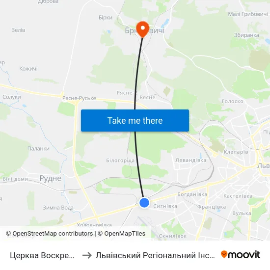 Церква Воскресіння Господнього to Львівський Регіональний Інститут Державного Управління map