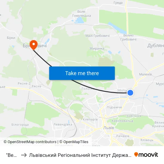 "Весна" to Львівський Регіональний Інститут Державного Управління map