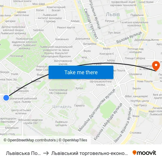 Львівська Політехніка to Львівський торговельно-економічний університет map