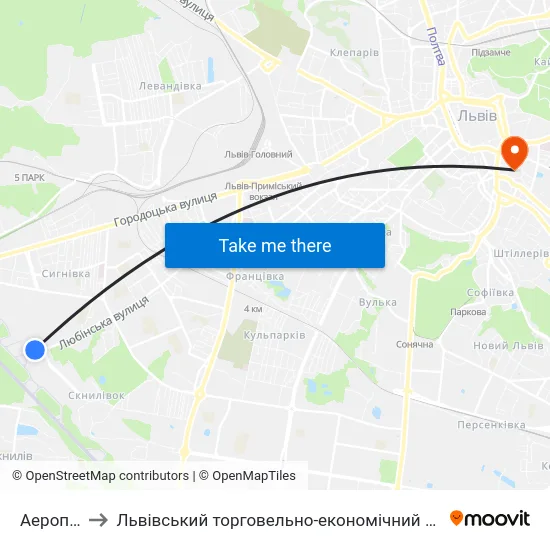 Аеропорт to Львівський торговельно-економічний університет map