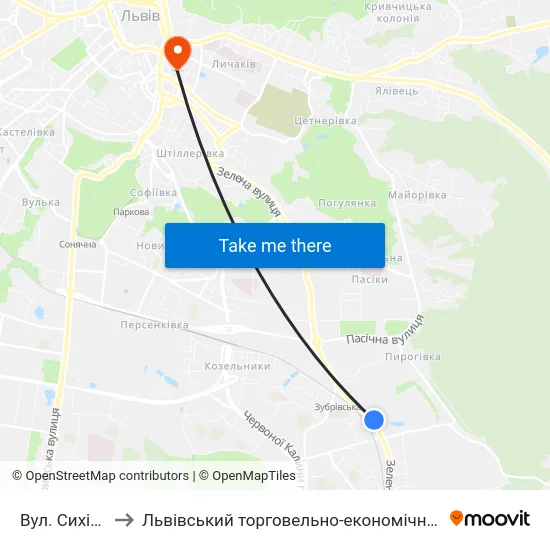 Вул. Сихівська to Львівський торговельно-економічний університет map