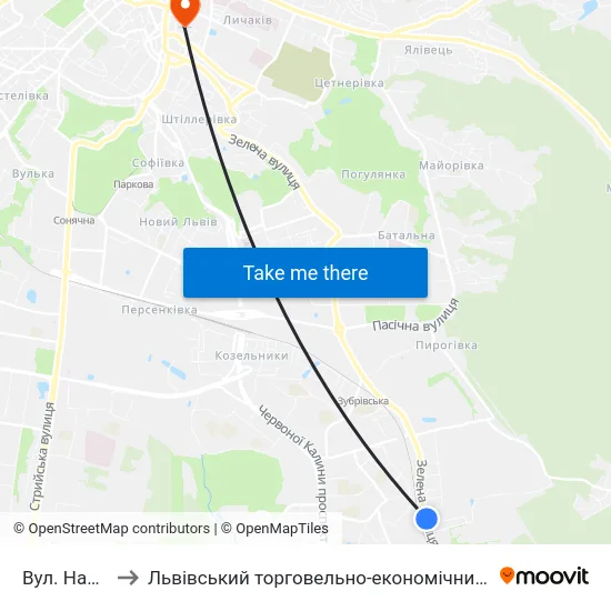 Вул. Надійна to Львівський торговельно-економічний університет map