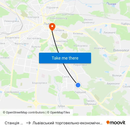 Станція Сихів to Львівський торговельно-економічний університет map