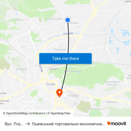 Вул. Плугова to Львівський торговельно-економічний університет map