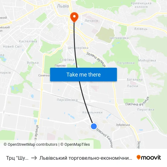 Трц "Шувар" to Львівський торговельно-економічний університет map
