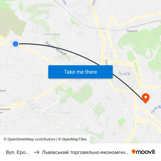 Вул. Єрошенка to Львівський торговельно-економічний університет map