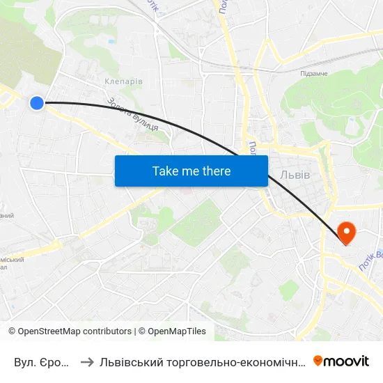 Вул. Єрошенка to Львівський торговельно-економічний університет map