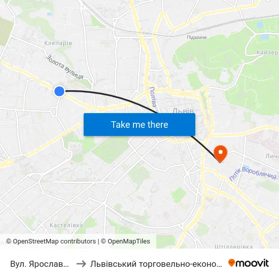 Вул. Ярослава Мудрого to Львівський торговельно-економічний університет map