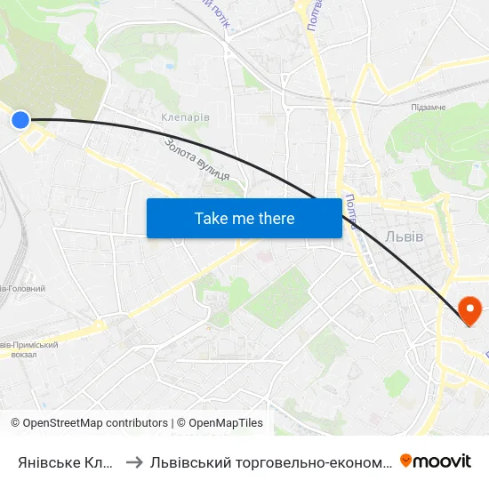 Янівське Кладовище to Львівський торговельно-економічний університет map