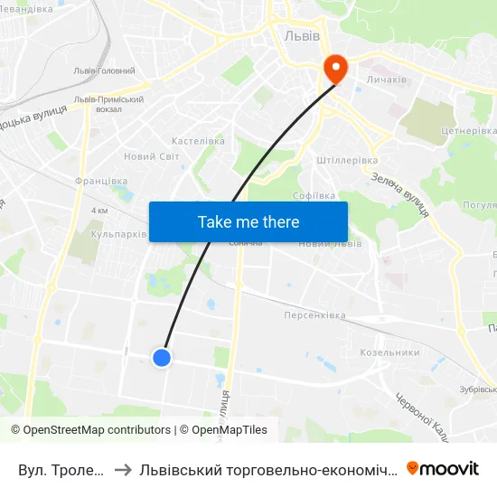 Вул. Тролейбусна to Львівський торговельно-економічний університет map