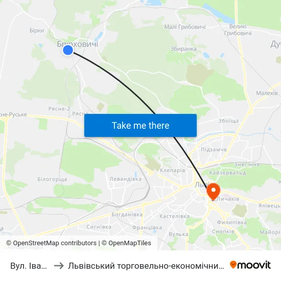 Вул. Івасюка to Львівський торговельно-економічний університет map