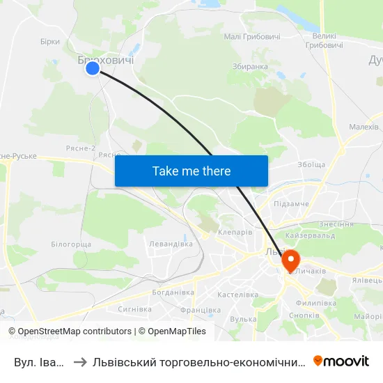 Вул. Івасюка to Львівський торговельно-економічний університет map
