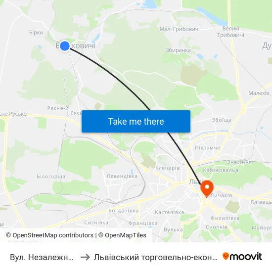 Вул. Незалежності України to Львівський торговельно-економічний університет map