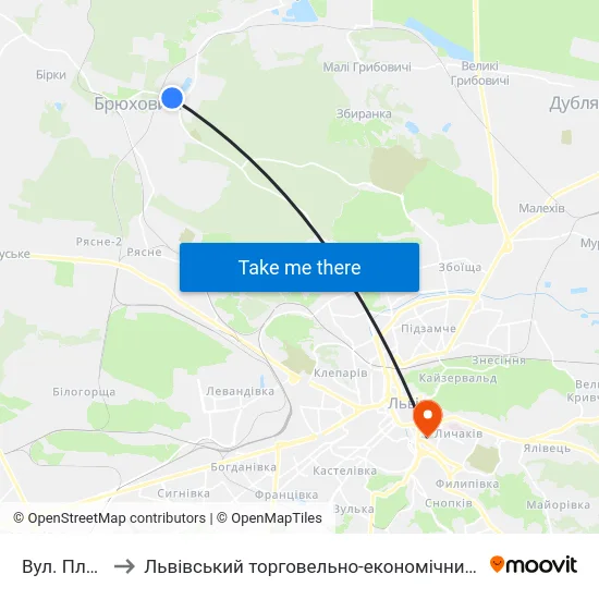 Вул. Пляжна to Львівський торговельно-економічний університет map