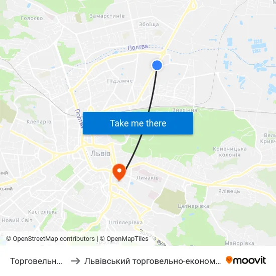 Торговельний Центр to Львівський торговельно-економічний університет map