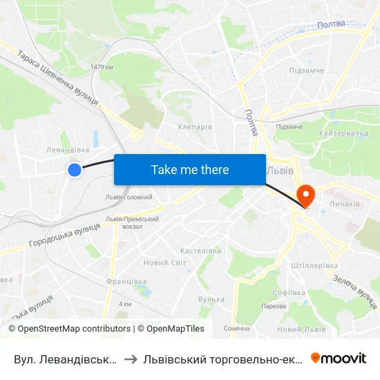 Вул. Левандівська - Вул. Широка to Львівський торговельно-економічний університет map