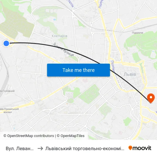 Вул. Левандівська to Львівський торговельно-економічний університет map