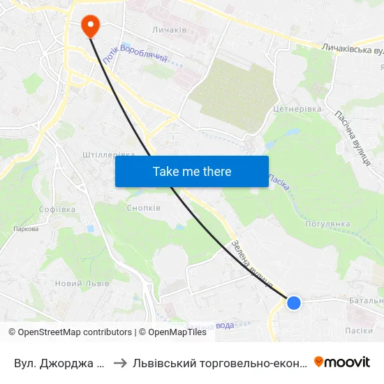 Вул. Джорджа Вашингтона to Львівський торговельно-економічний університет map