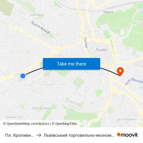 Пл. Кропивницького to Львівський торговельно-економічний університет map