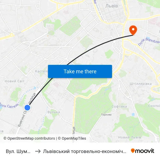 Вул. Шумського to Львівський торговельно-економічний університет map