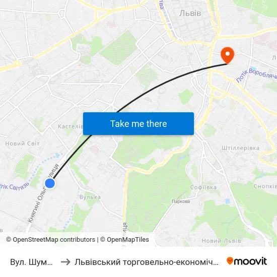 Вул. Шумського to Львівський торговельно-економічний університет map