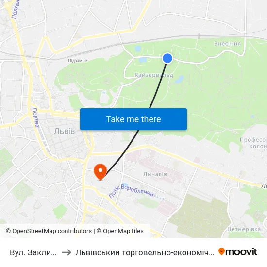 Вул. Заклинських to Львівський торговельно-економічний університет map