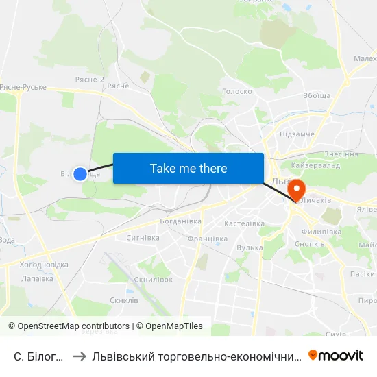 С. Білогорща to Львівський торговельно-економічний університет map