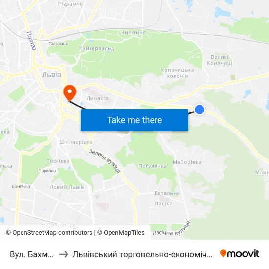Вул. Бахматюка to Львівський торговельно-економічний університет map