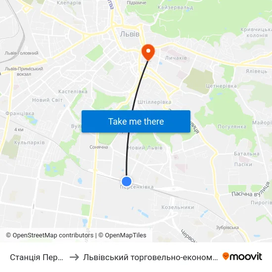 Станція Персенківка to Львівський торговельно-економічний університет map
