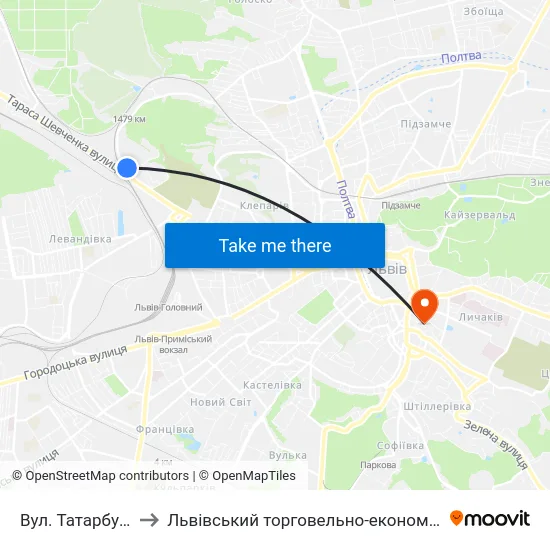 Вул. Татарбунарська to Львівський торговельно-економічний університет map