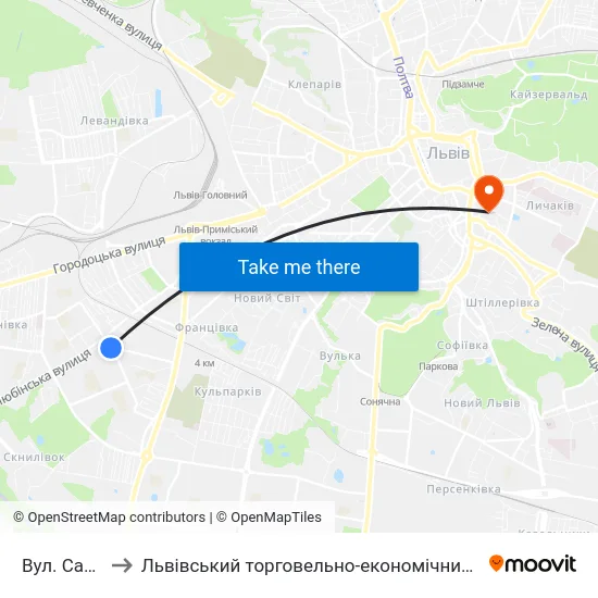 Вул. Садова to Львівський торговельно-економічний університет map