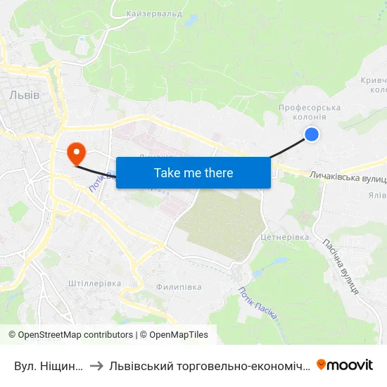 Вул. Ніщинського to Львівський торговельно-економічний університет map
