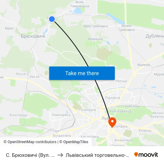 С. Брюховичі (Вул. Січових Стрільців) to Львівський торговельно-економічний університет map