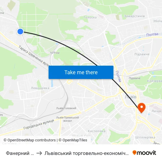 Фанерний Завод to Львівський торговельно-економічний університет map