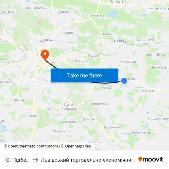 С. Підберізці to Львівський торговельно-економічний університет map