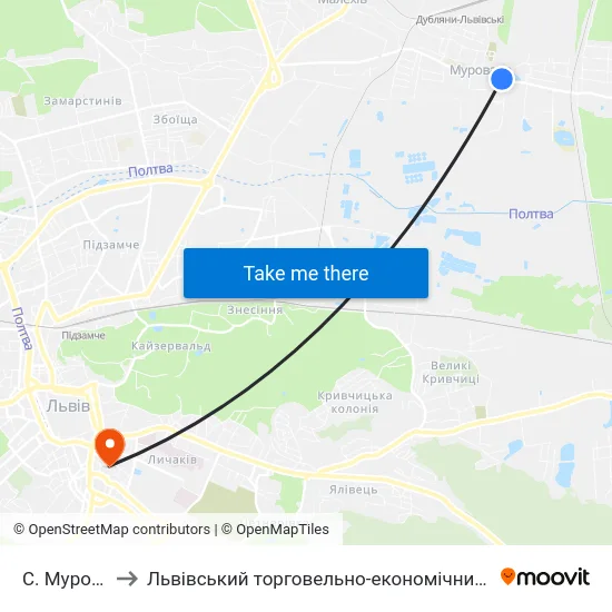 С. Муроване to Львівський торговельно-економічний університет map