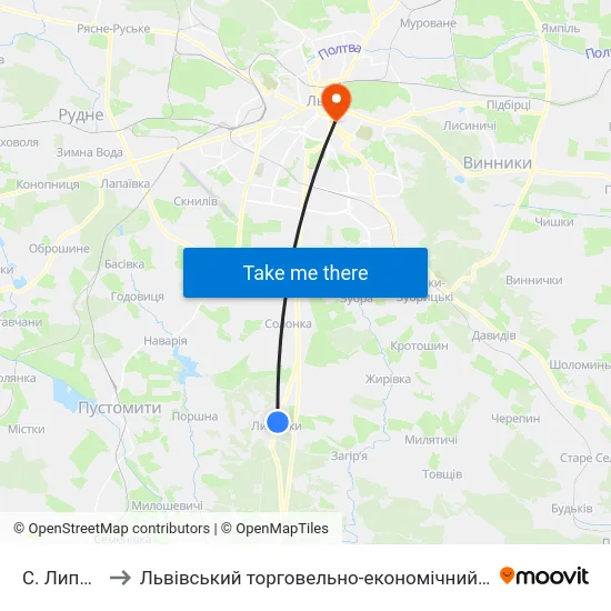 С. Липники to Львівський торговельно-економічний університет map