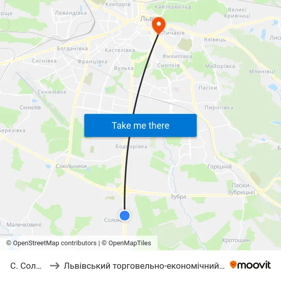 С. Солонка to Львівський торговельно-економічний університет map