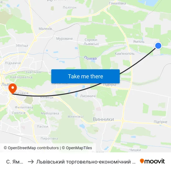С. Ямпіль to Львівський торговельно-економічний університет map
