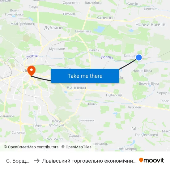 С. Борщовичі to Львівський торговельно-економічний університет map