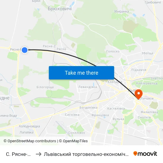 С. Рясне-Руське to Львівський торговельно-економічний університет map