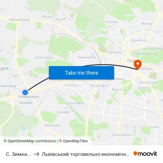 С. Зимна Вода to Львівський торговельно-економічний університет map