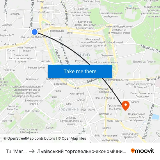 Тц "Магнус" to Львівський торговельно-економічний університет map