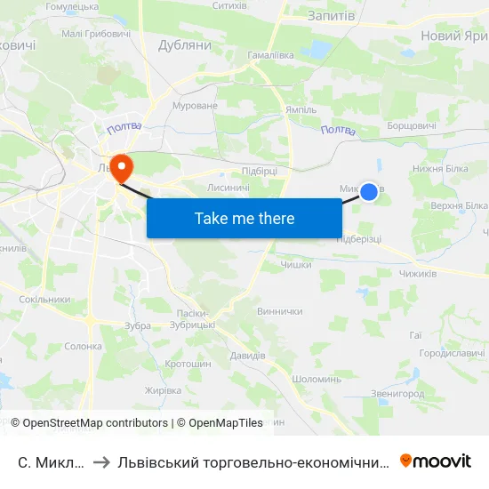 С. Миклашів to Львівський торговельно-економічний університет map