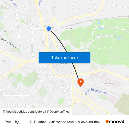Вул. Під Дубом to Львівський торговельно-економічний університет map