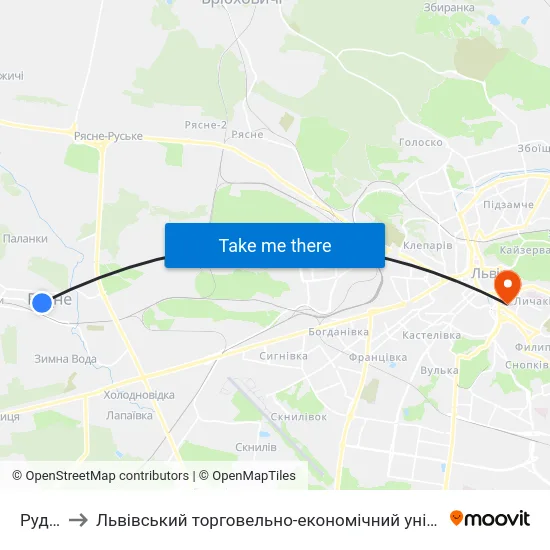 Рудне to Львівський торговельно-економічний університет map