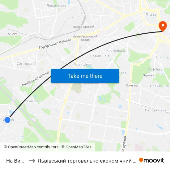 На Вимогу to Львівський торговельно-економічний університет map