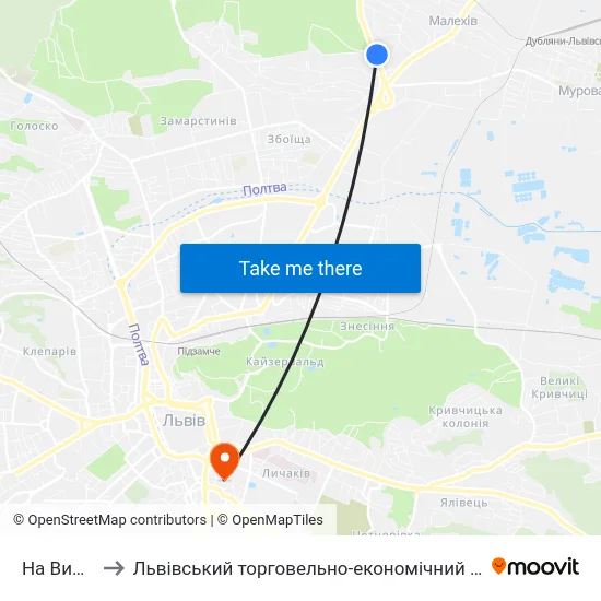 На Вимогу to Львівський торговельно-економічний університет map