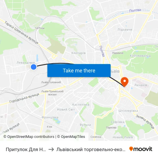 Притулок Для Неповнолітніх to Львівський торговельно-економічний університет map