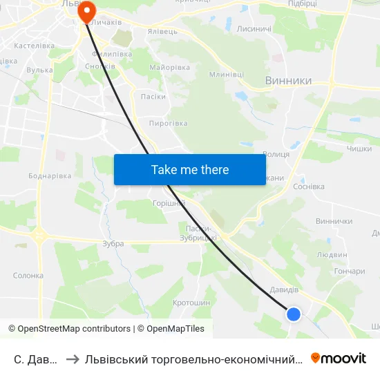 С. Давидів to Львівський торговельно-економічний університет map